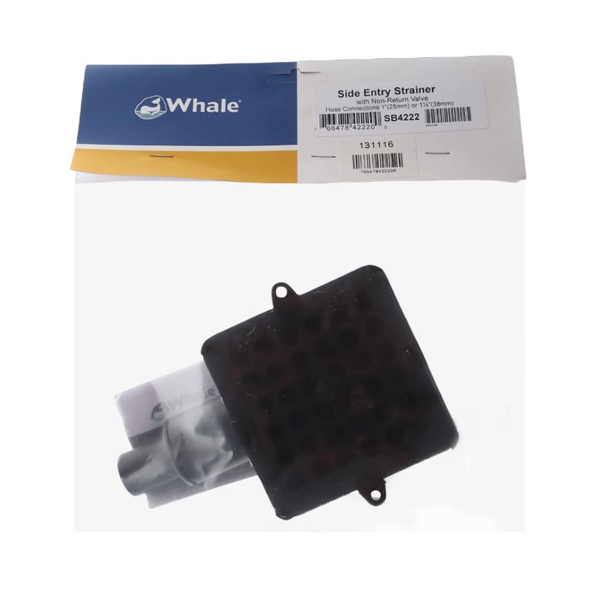 WHALE WATER SYSTEMS SIDE STRAINER WITH NON-RETURN VALVE - Marine Boat Water Filtration System for Freshwater & Saltwater Applications