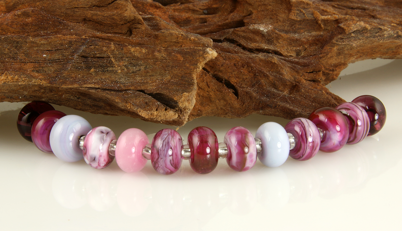 Fuchsia Pink Handmade Lampwork Glass Beads for Jewelry Making - DIY Bracelets, Necklaces & Craft Projects - SRA Certified Artisan Glass Beads