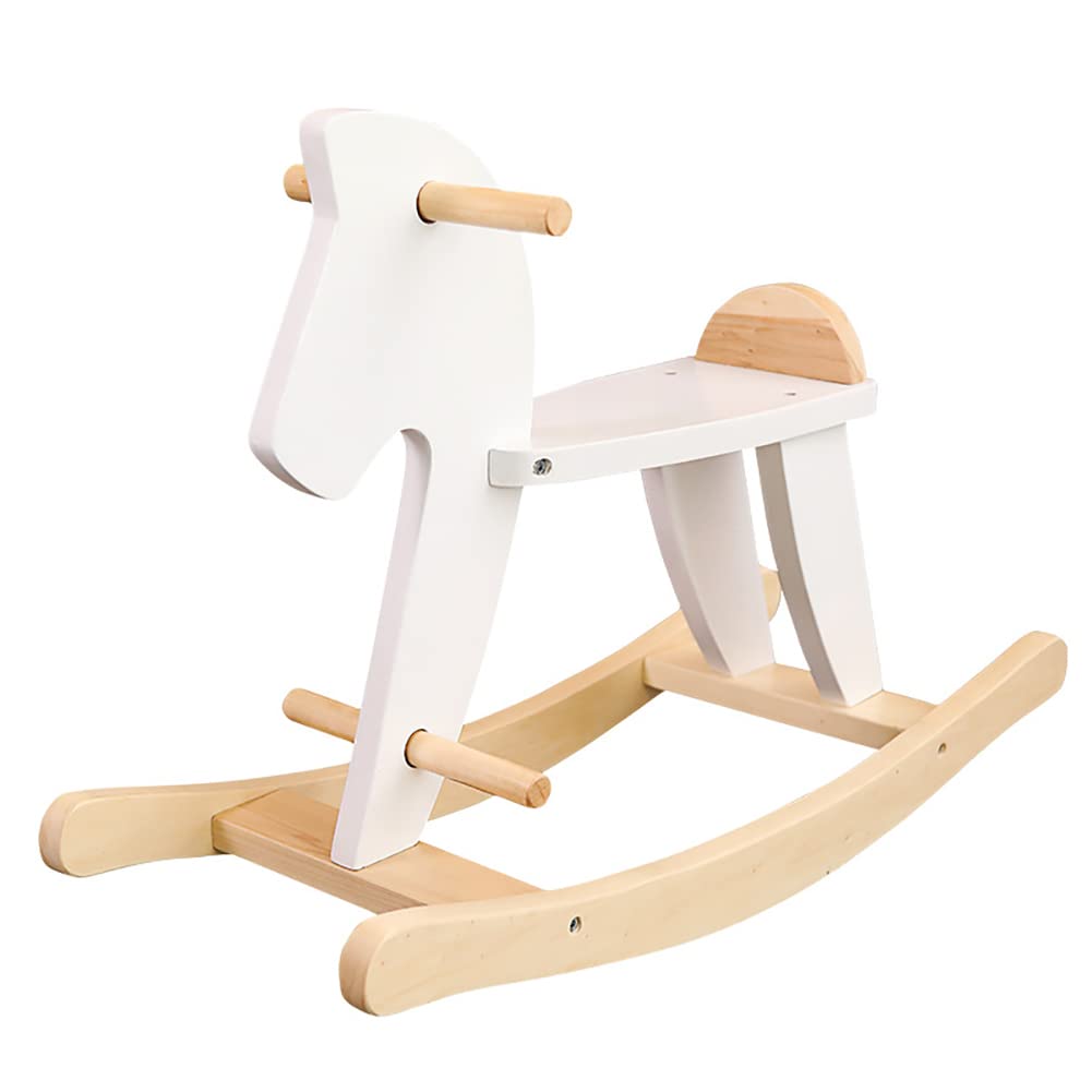 JJINPIXIU Solid Wood Baby Rocking Horse for Kids Ages 1-3 | Safe Toddler Rocking Chair Toy for Boys & Girls | Indoor & Outdoor Ride-On Toy | Perfect Birthday Gift for 1st, 2nd, 3rd Year Olds | Great for Playrooms, Nurseries & Backyard Fun