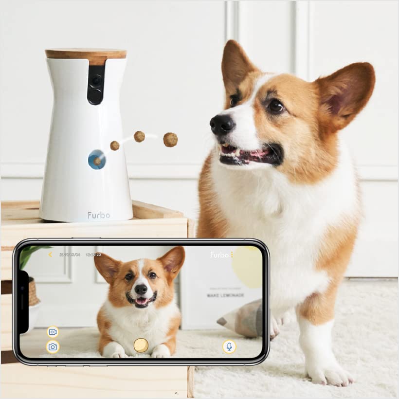 Furbo Dog Camera with Treat Tossing - 1080p HD WiFi Pet Monitor with Night Vision & 2-Way Audio - Alexa Compatible Smart Pet Camera for Dogs - Perfect for Home Security & Remote Pet Monitoring (As Seen On Ellen)