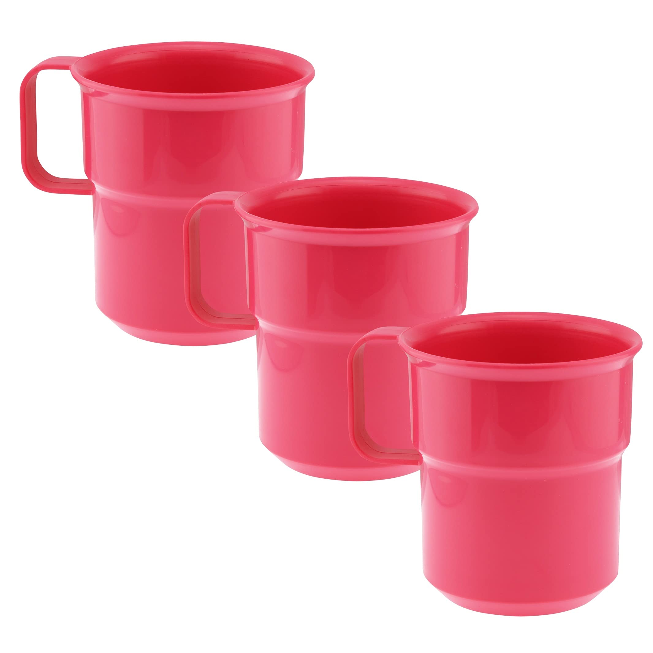 YBM HOME 8oz Break-Resistant Plastic Cups - Set of 3 Pink Tumblers for Coffee, Tea, Juice, Milk & Water | Durable BPA-Free Drinkware for Kids, Outdoor, Picnics & Parties
