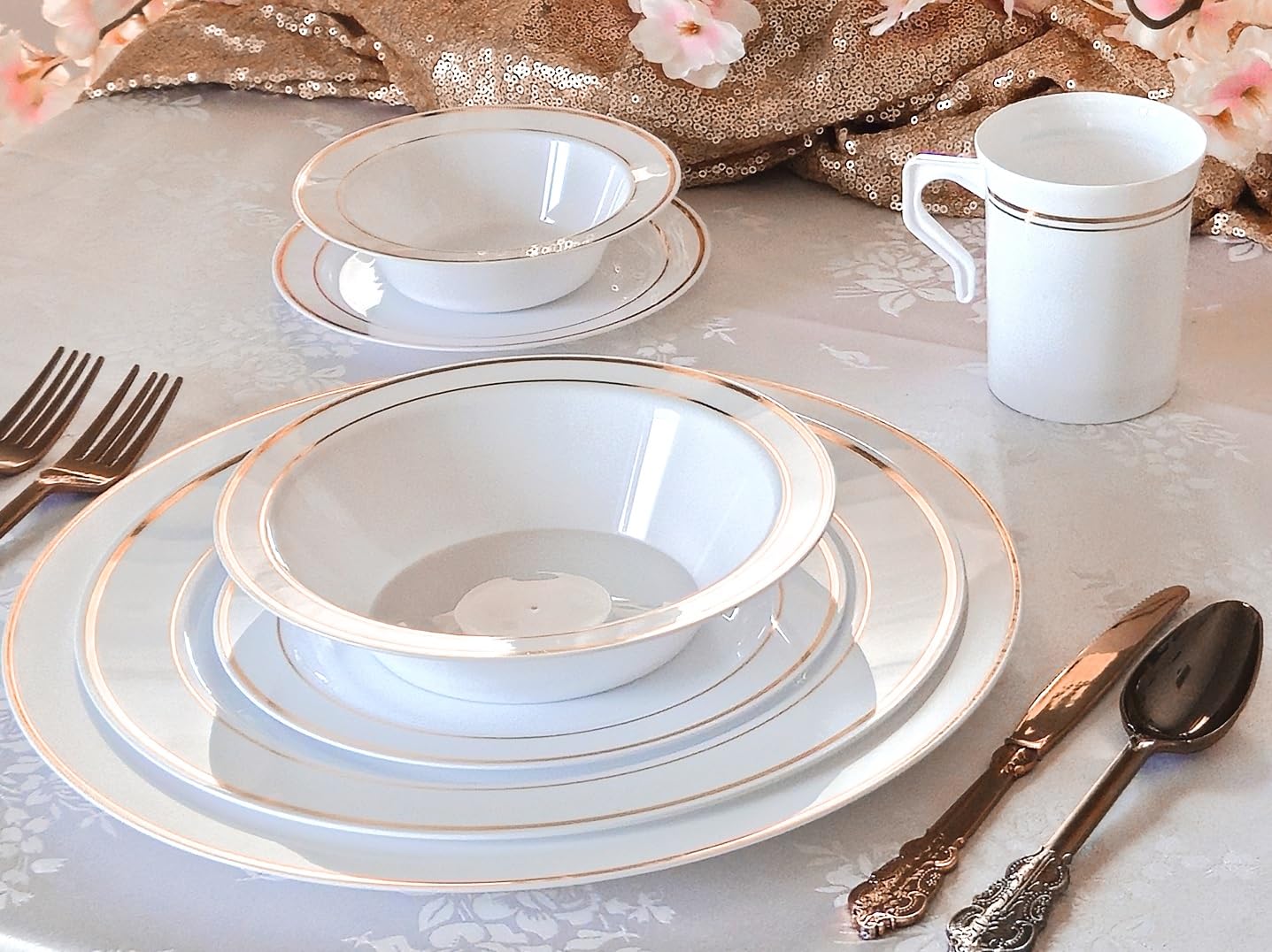 120-Pack Heavyweight Disposable Plastic Plates for Weddings & Parties - 6.25
