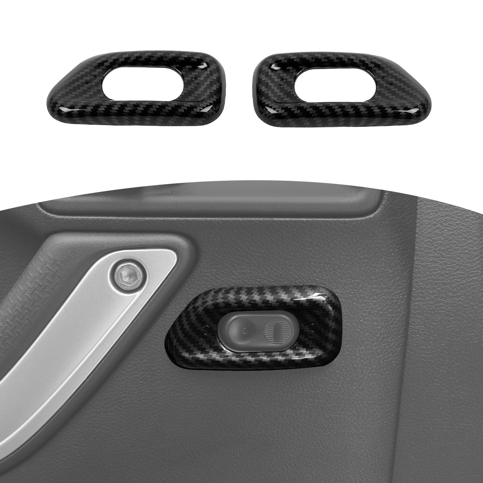 RT-TCZ Carbon Fiber Door Lock Switch Cover Trim for Jeep Wrangler JK & JKU (2011-2017) - Black ABS Interior Accessories (2-Piece Set) - Upgrade Your Jeep's Interior Style & Protection