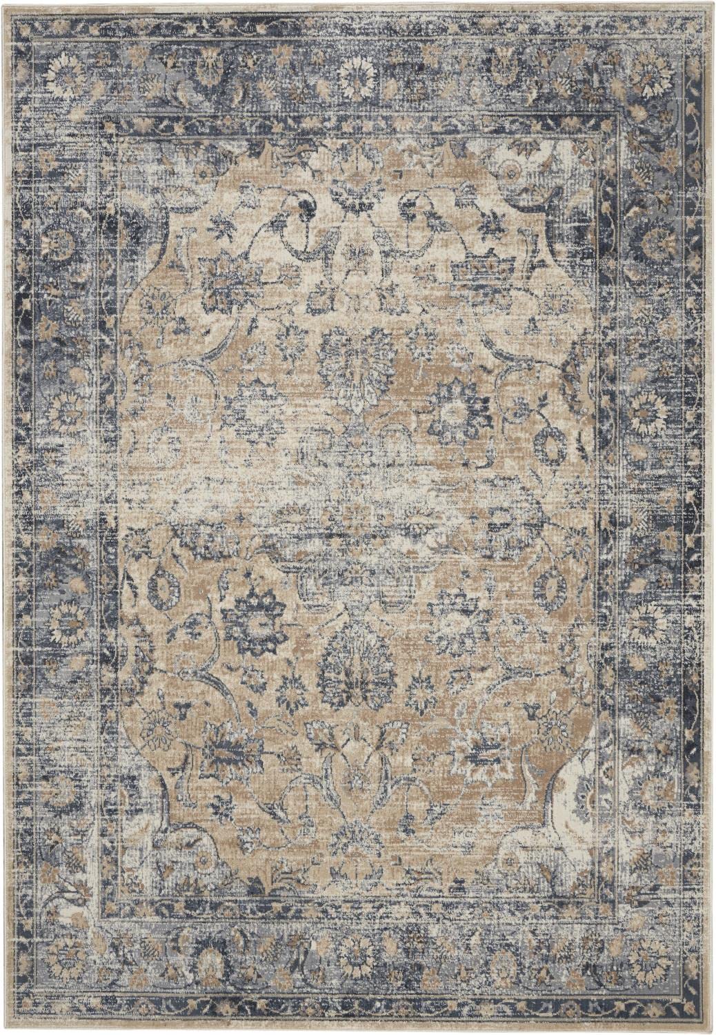 Kathy Ireland Home Malta Vintage Blue/Ivory 4x6 Area Rug - Easy Cleaning, Non-Shedding, Soft & Durable - Perfect for Bedroom, Living Room, Dining Room & Kitchen Decor