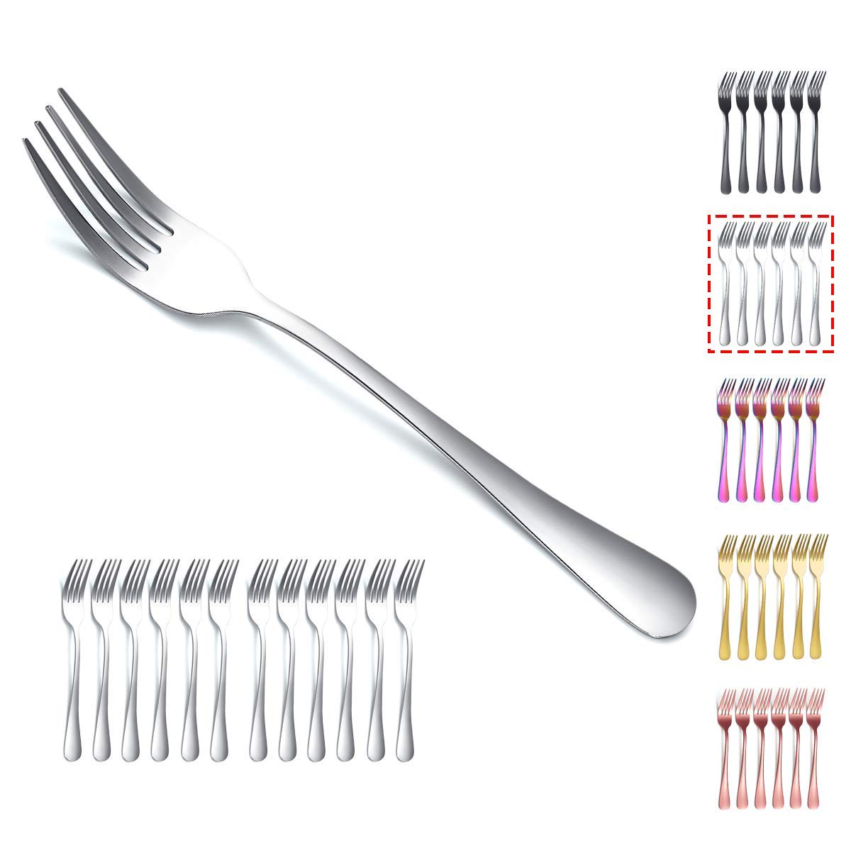 Premium Kyraton 12-Piece Stainless Steel Dinner Forks Set - 8.17 Inch Elegant Silverware for Restaurants, Catering & Home Dining (Dishwasher Safe)