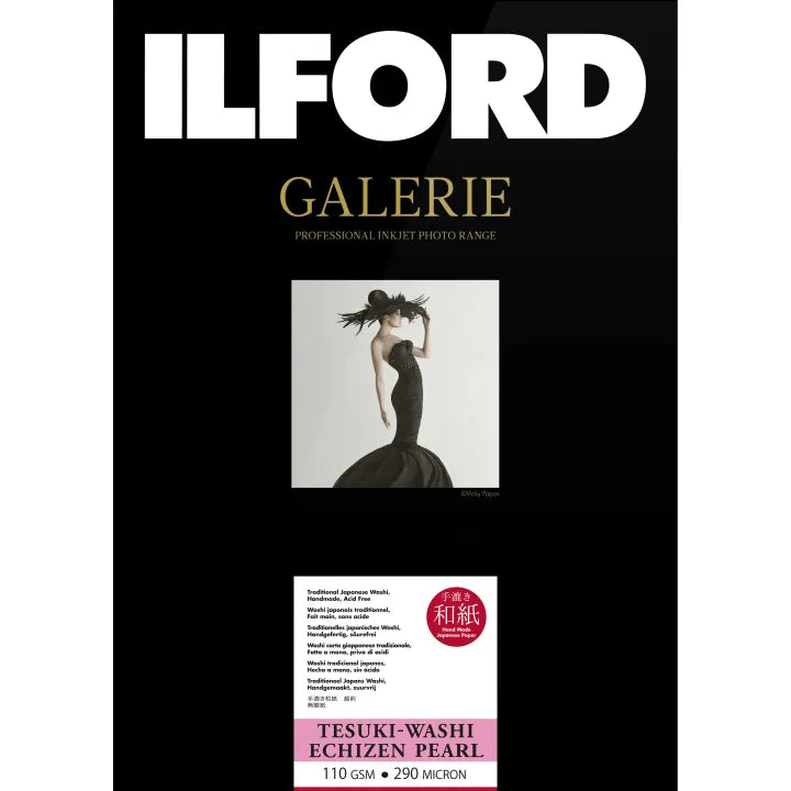 Ilford Galerie Tesuki Washi EchiZen Pearl 110gsm A2 Photo Paper - 10 Sheets for Fine Art Printing, Photography, and Scrapbooking Projects