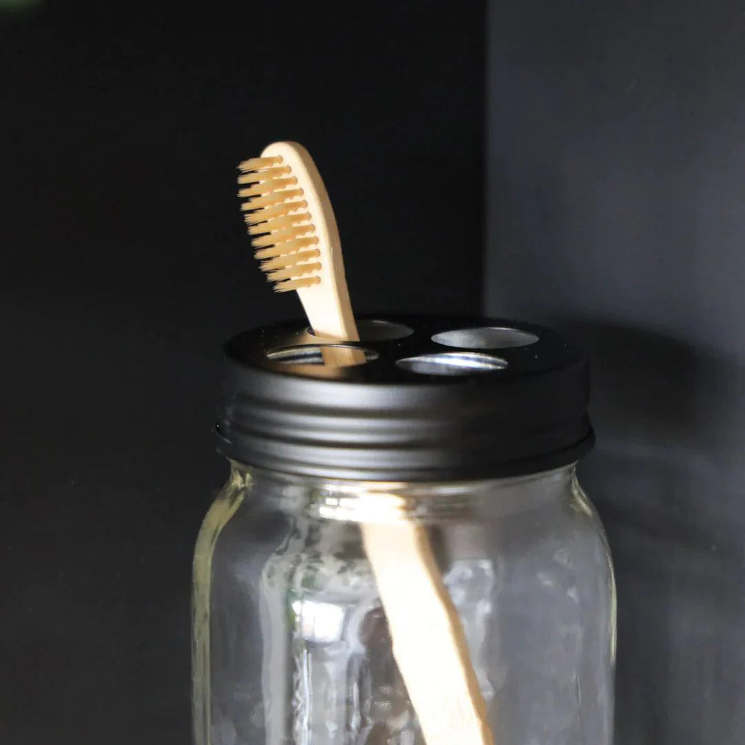 Mason Jar Toothbrush Lid - Airtight Cover for Oral Hygiene Storage - Perfect for Travel, Bathroom & Kitchen Organization
