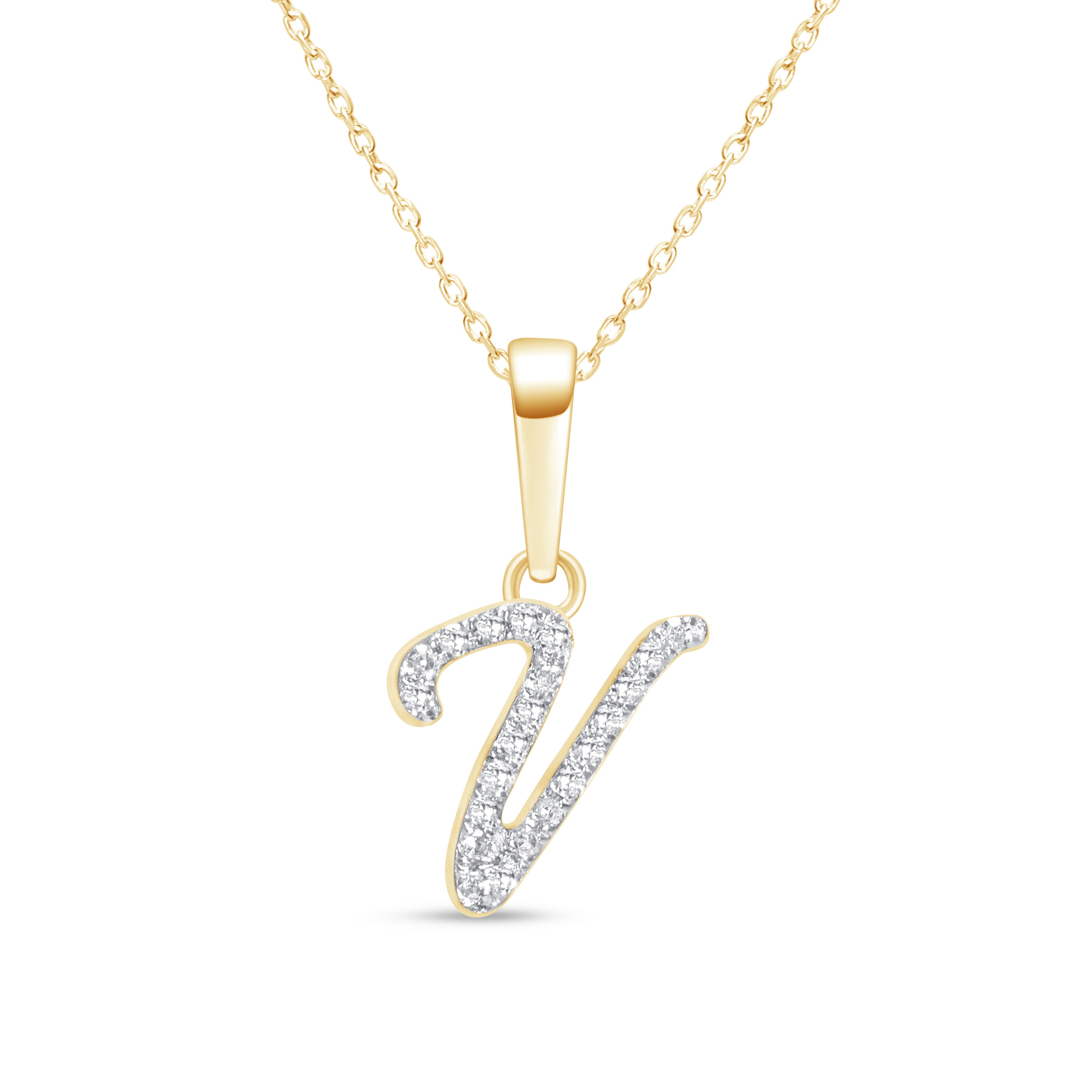 14K Yellow Gold Cursive Diamond Initial Necklace - Personalized Name Pendant for Women, Elegant Monogram Jewelry Gift for Her | Perfect for Birthdays, Anniversaries & Everyday Wear