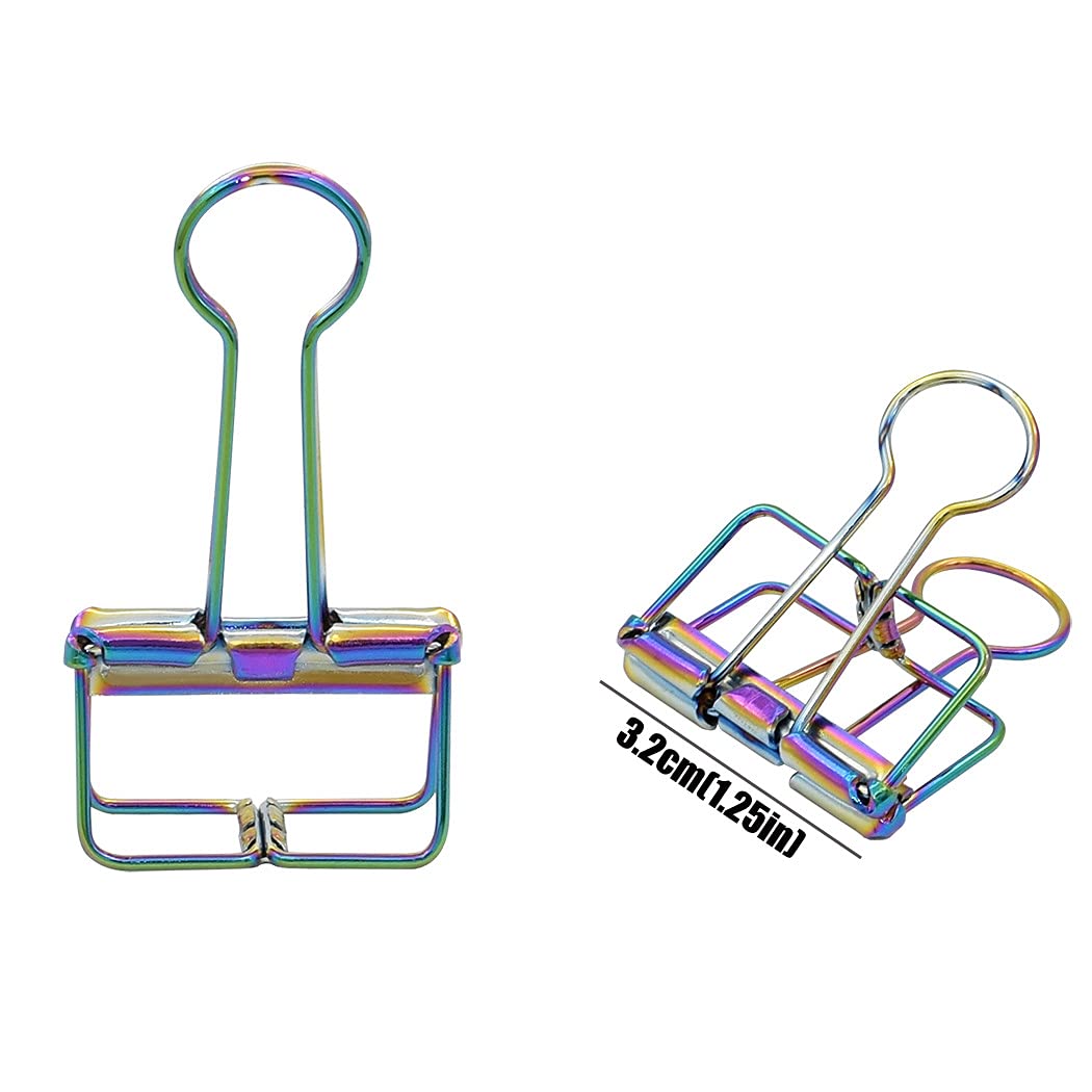 Colorful 32mm Binder Clips for Office & School - Strong Paper Clamps in Rainbow Colors - Perfect for Organizing Documents, Photos, and Art Projects
