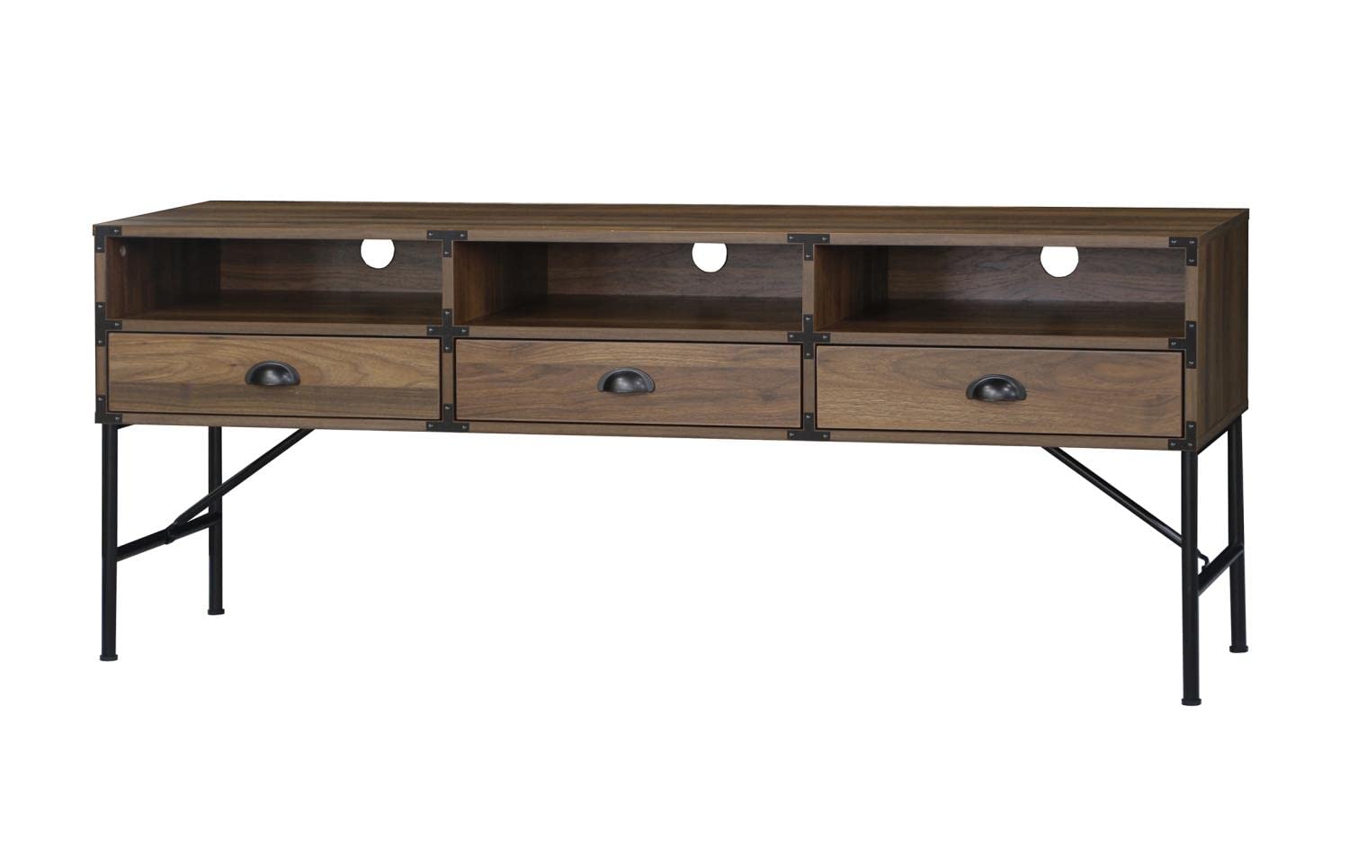 Saint Birch 3-Drawer Modern Walnut TV Stand for 60 Inch Flat Screen TVs - Perfect for Living Room, Bedroom & Home Theater Entertainment Centers