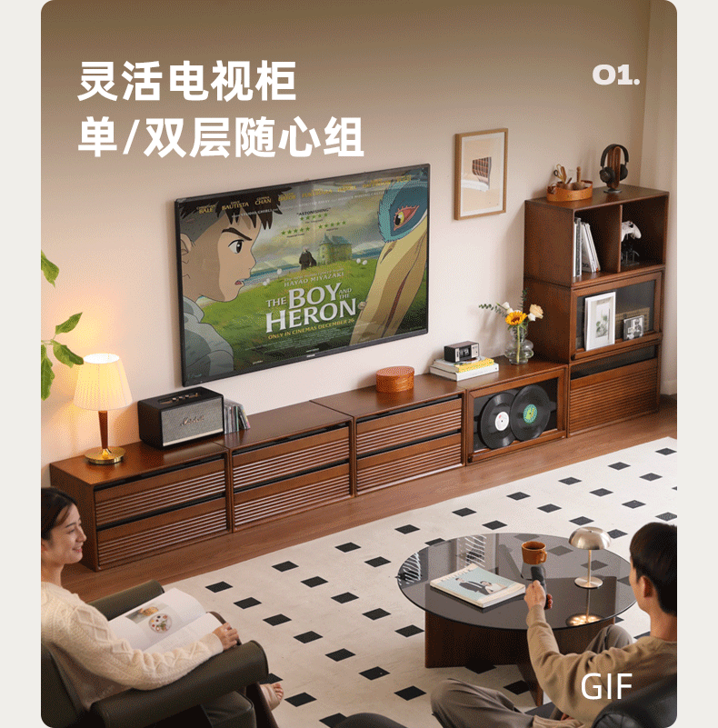 Solid Wood Medieval Floor TV Cabinet - Black Walnut, Cherry, Poplar - Perfect for Living Room, Bedroom & Home Theater Setup