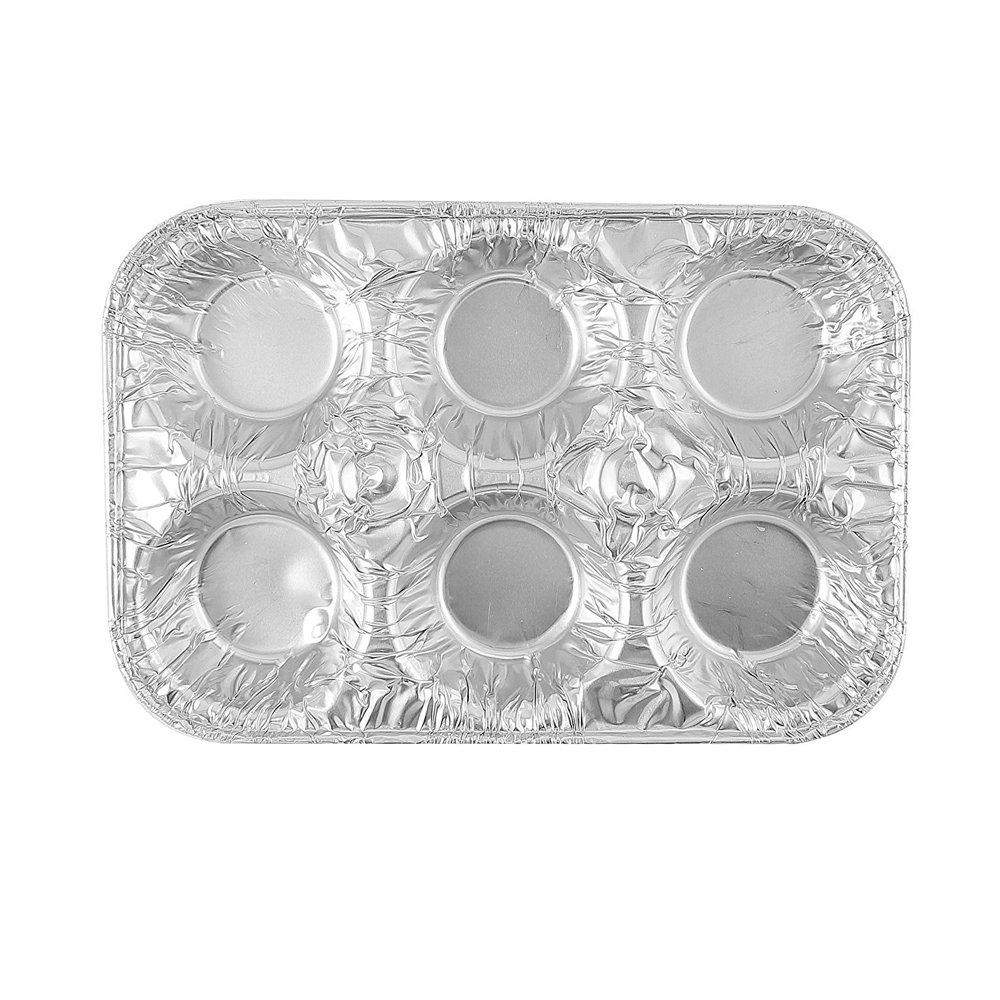 Disposable 6-Cup Aluminum Foil Muffin Pan - 100 Pack Non-Stick Cupcake Baking Containers for Parties, Events & Home Baking | Perfect for Muffins, Cupcakes & Mini Desserts