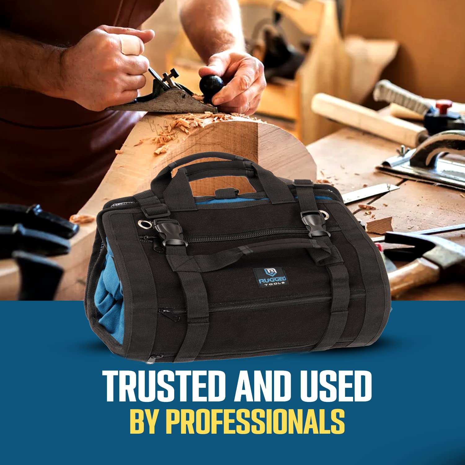 Titan23-XL Heavy Duty Canvas Tool Roll Organizer - Durable Wrench Roll & Tool Pouch for Electricians, HVAC Techs, Plumbers, Carpenters & Auto Mechanics - Perfect for Workshop, Job Site & Vehicle Tool Storage