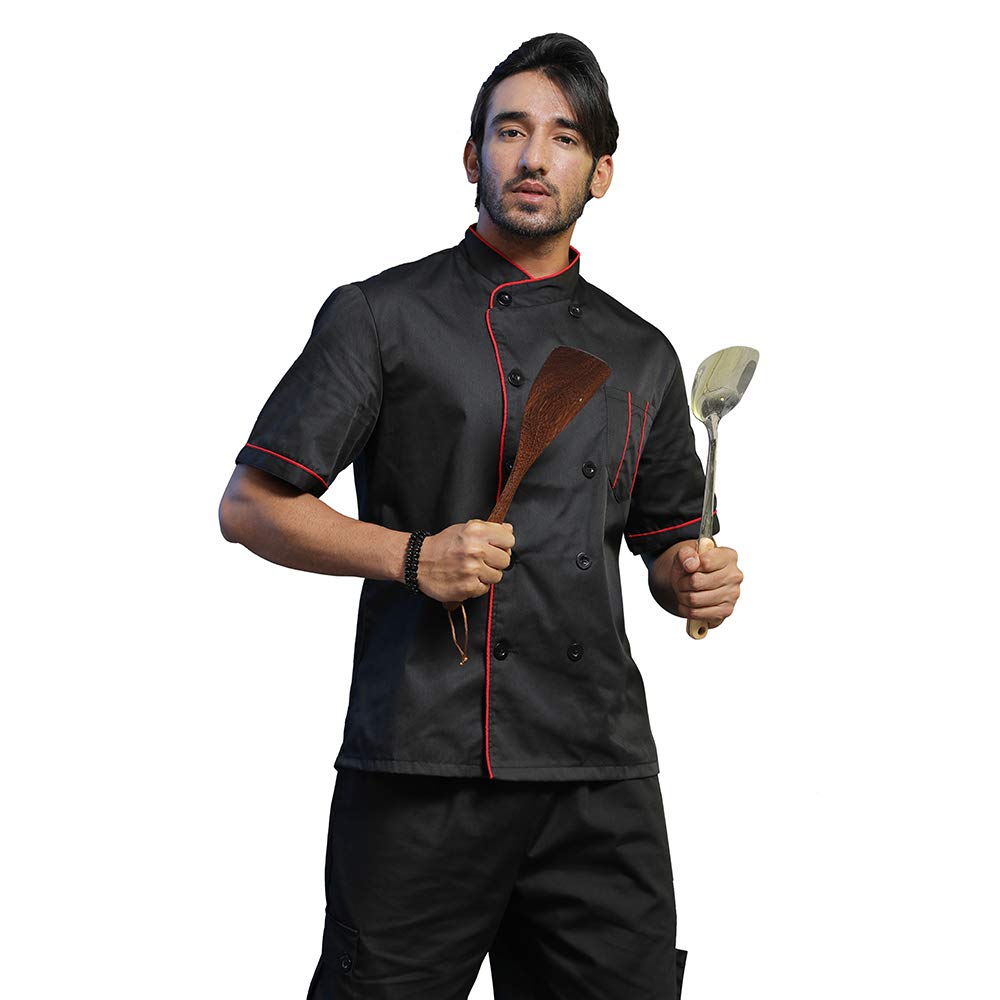 TopTie Custom Chef Coat - Short Sleeve Chef Jacket with Heat Transfer & Embroidery - Personalized Kitchen Uniform for Professional Chefs & Culinary Students - Perfect for Restaurants, Catering & Cooking Classes