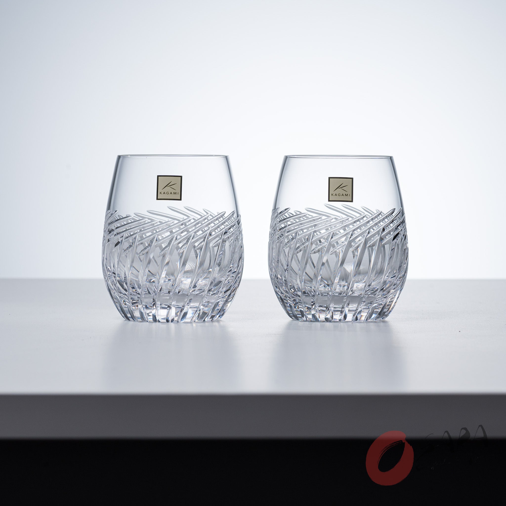 KAGAMI Handmade Japanese Crystal Whiskey Glasses Set of 2 - 250ml Elegant Barware for Cocktails, Scotch & Bourbon - Perfect for Home Bars, Gifts & Special Occasions