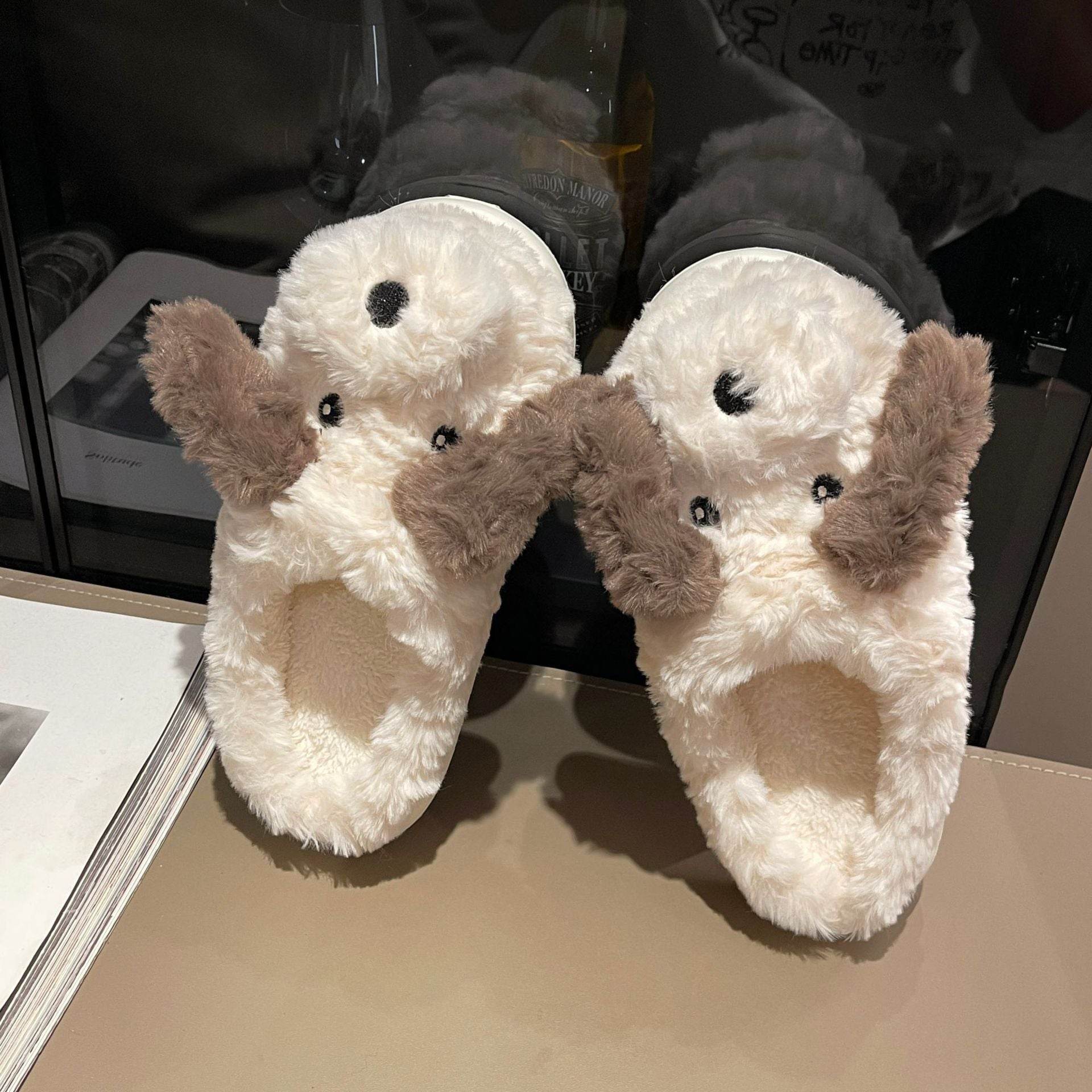 Cozy Fuzzy Puppy Plush Slippers - Soft Indoor House Shoes for Women & Girls | Cute Kawaii Animal Slippers for Home, Lounge, Dorm & Gift Giving