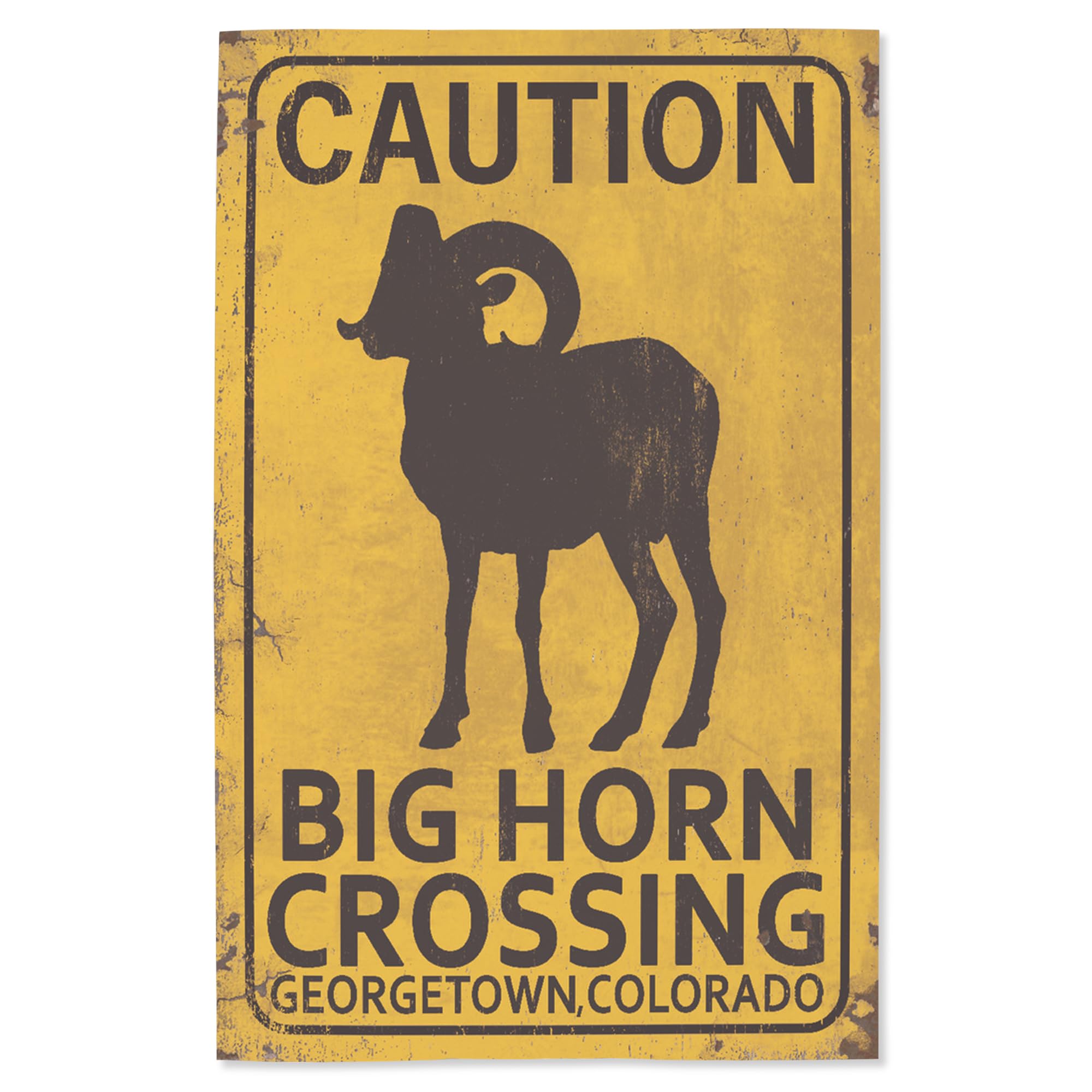 Lantern Press 16x24 Inch Giclee Art Print - Georgetown Colorado Landscape with Big Horn Crossing Sign - Vintage Western Wall Decor for Living Room, Office & Cabin