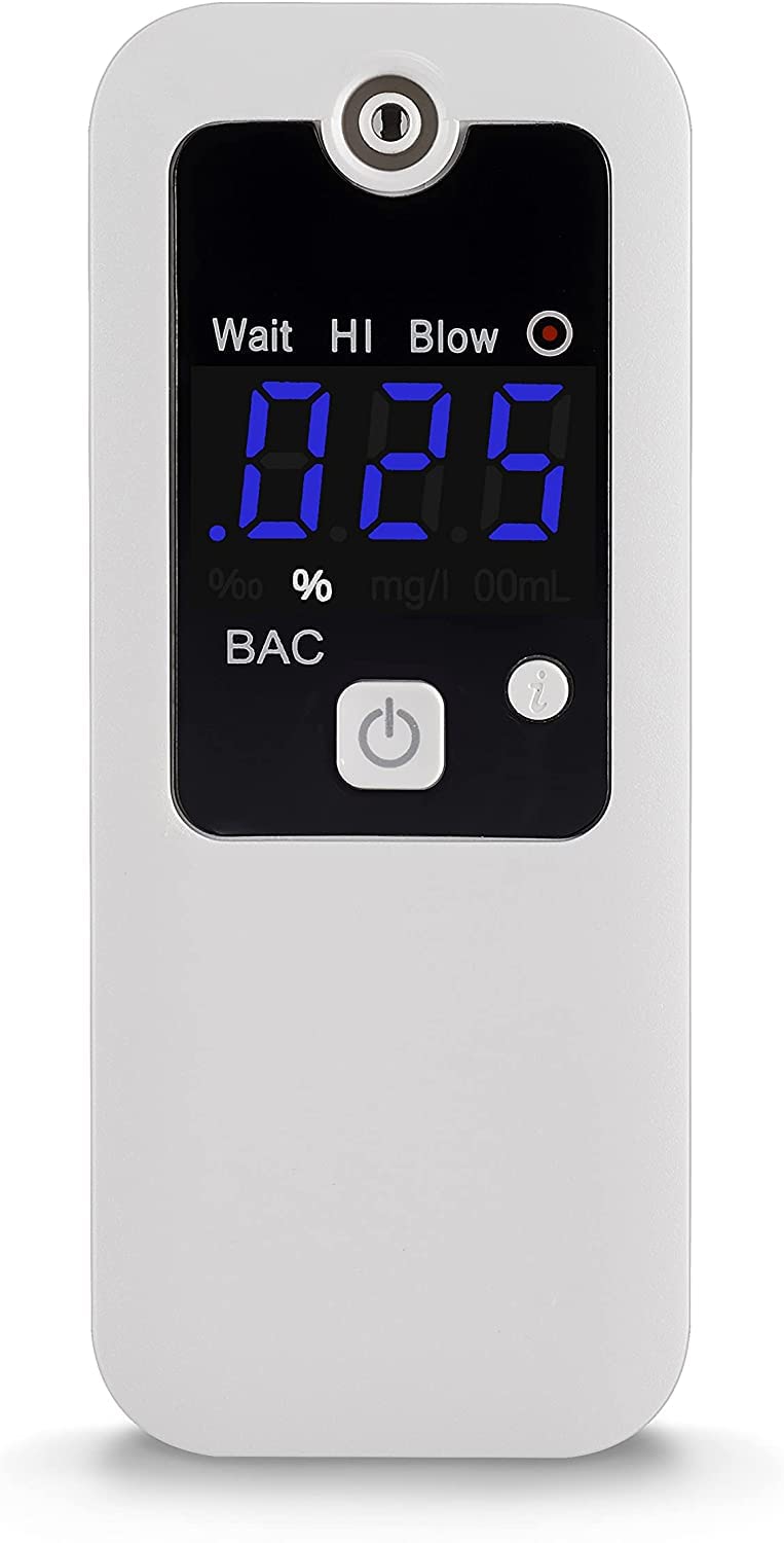 Professional Rechargeable Breathalyzer with 200 Tests per Charge - 10 Memory Storage & Night Light Display (Htn Blue) - Perfect for Personal Alcohol Testing, Workplace Safety, and Responsible Driving