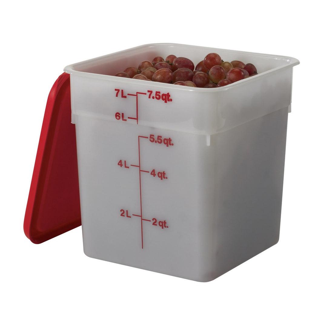 Cambro 8SFSP148 8 Quart White Square Polypropylene Food Storage Container with Lid - Ideal for Restaurant, Catering, and Home Kitchen Organization