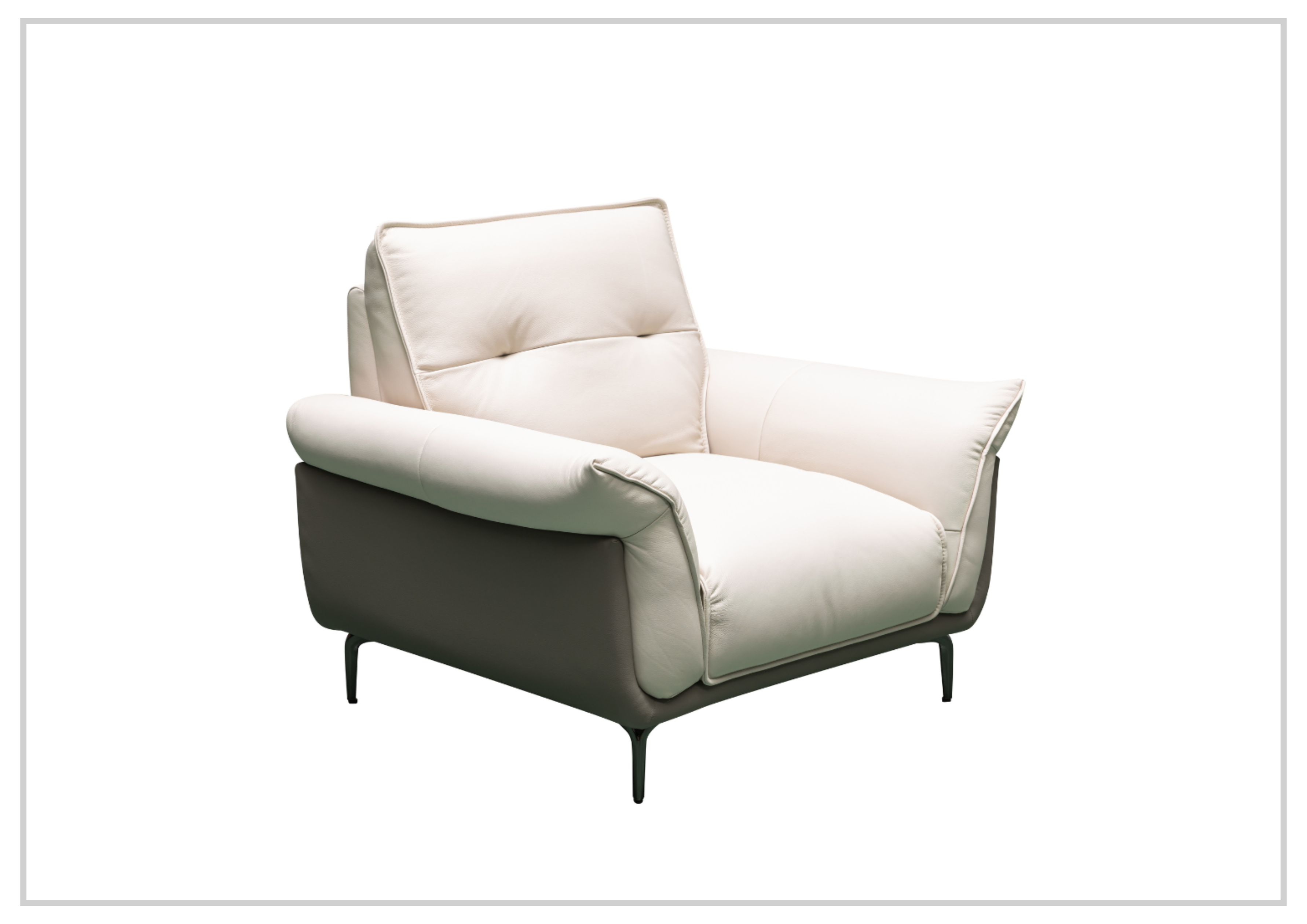 Klaussner Viana Leather Ivory Accent Chair with Feather-Filled Back Cushion - Perfect for Living Room, Office, or Reading Nook