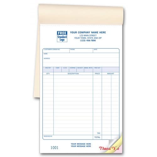Custom Carbonless Sales Invoice Books - 2-Part & 3-Part NCR Forms for Small Business Receipts, Billing & Record Keeping (50 Sets) - Perfect for Retail Stores, Restaurants & Service Providers