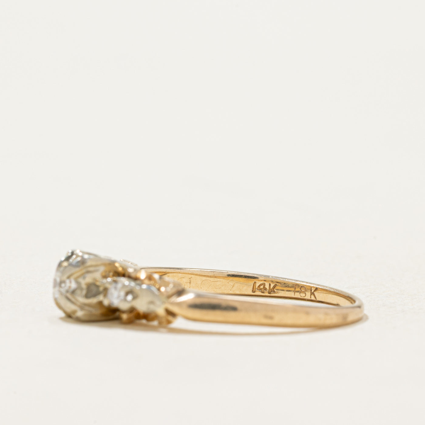 14K Two Tone Gold Illusion Set Diamond Ring - 0.09ct Round Cut Diamond Engagement Ring for Women, Size 6 | Perfect for Wedding, Anniversary & Proposal Gifts
