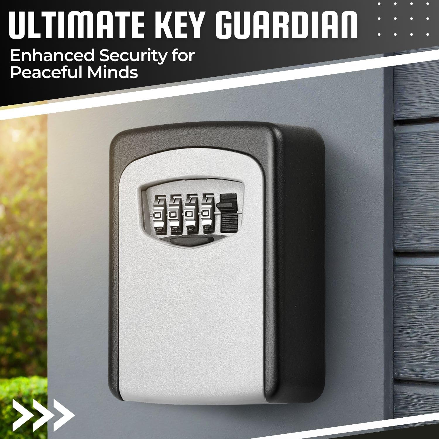 Flexzion Wall Mounted Key Lock Box - 4 Digit Combination Outdoor Key Safe with Weather & Rust Resistant Security for House, Door, Gate - Perfect for Vacation Rentals, Airbnb Hosts, and Property Management