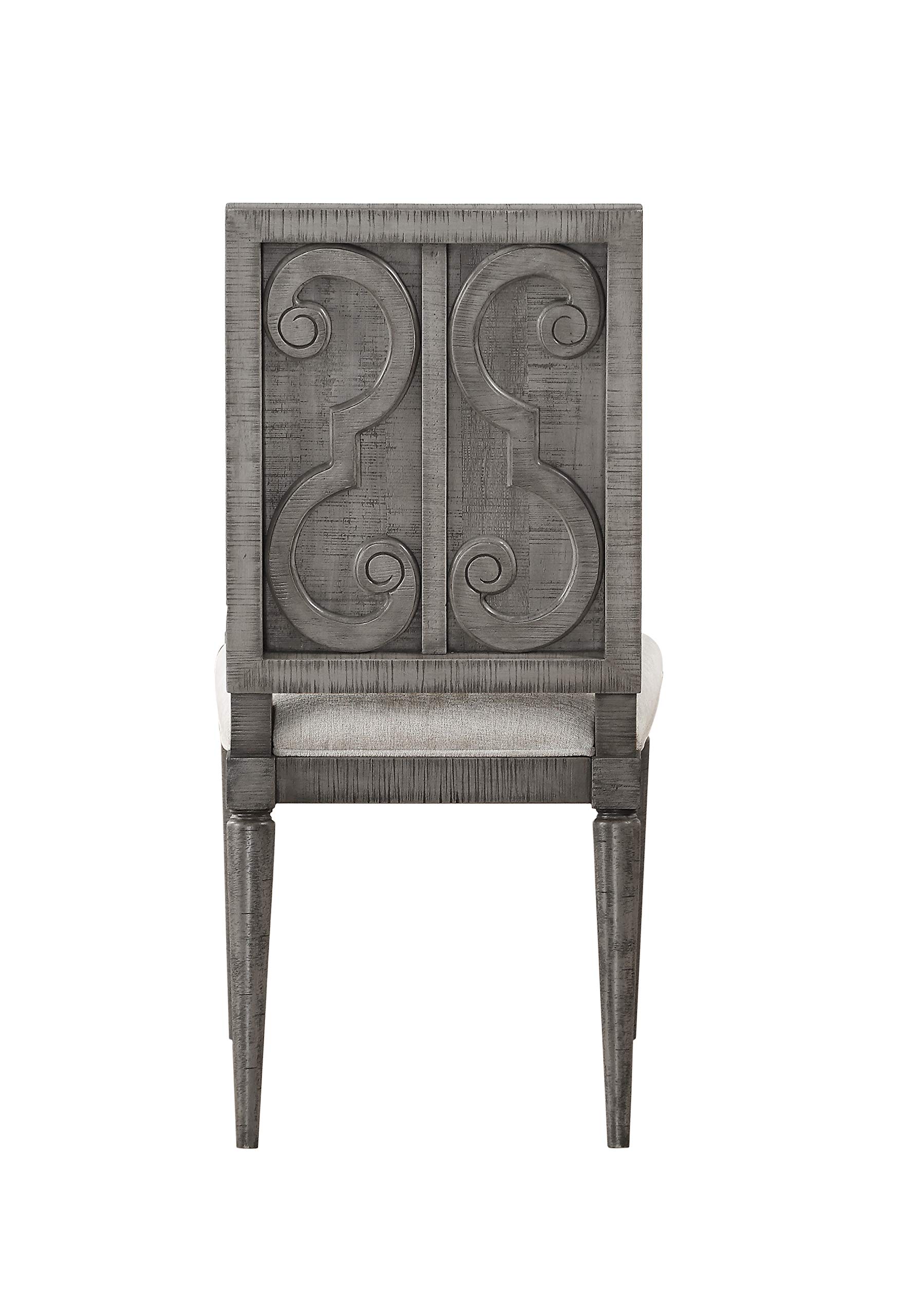 Benjara 2-Piece Gray Fabric Upholstered Wooden Side Chairs with Cushioned Seat & Tapered Legs - Dining Room, Living Room, Bedroom Accent Chairs for Home Decor