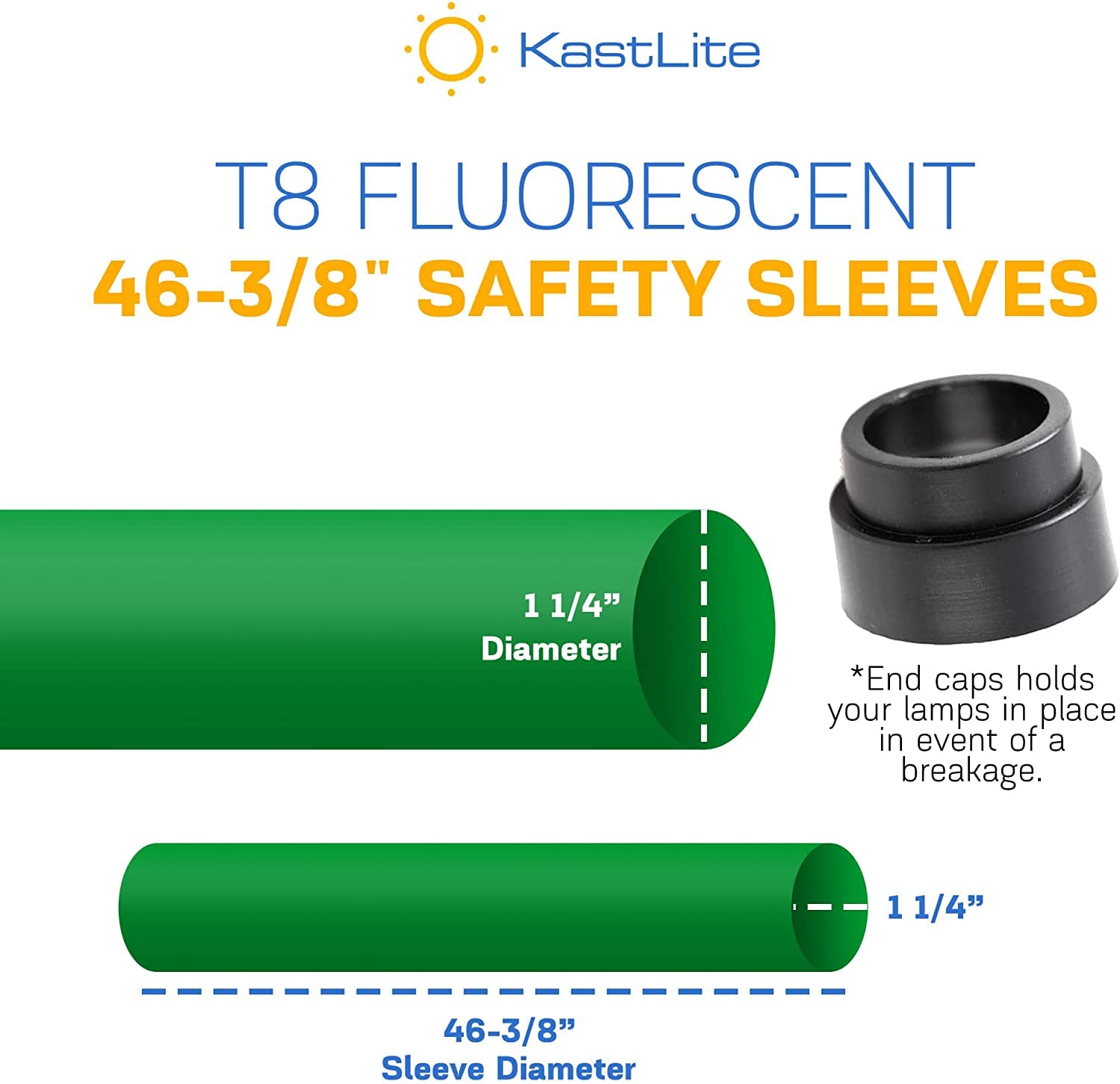 KastLite T8 Fluorescent Light Tube Guard with End Caps - 46-3/8