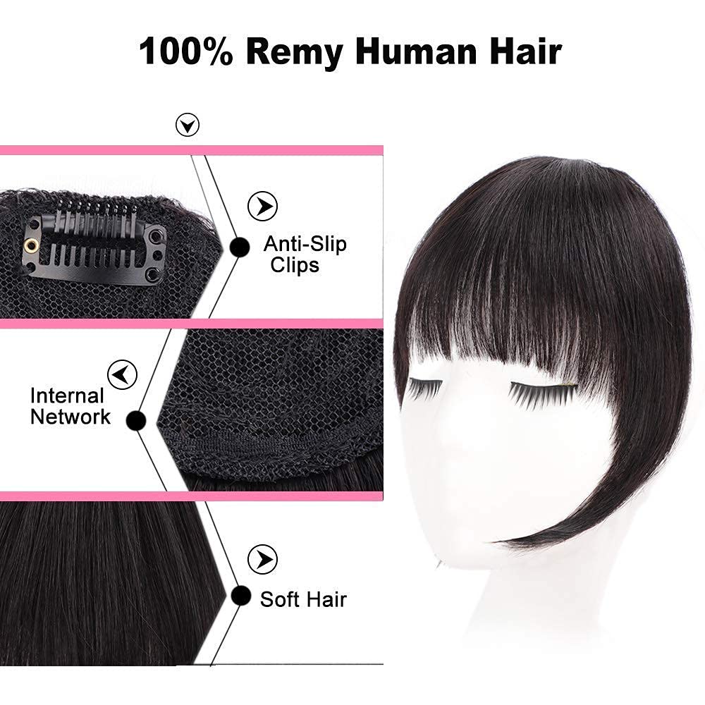 Natural Color Clip-On Fringe Bangs for Women - Easy-to-Use Front Hair Extensions for Instant Volume & Style | Perfect for Cosplay, Daily Wear & Costume Parties