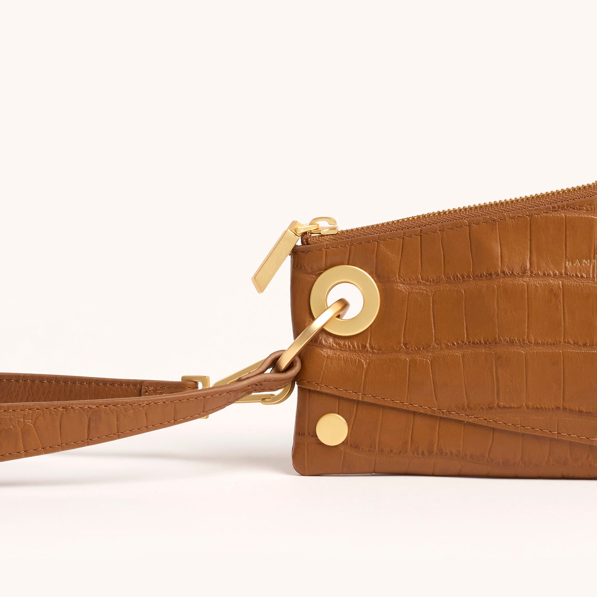 Nash Pochette Handbag - Canyon Crocco & Brushed Gold Leather Crossbody Bag for Women | Perfect for Evening Parties, Date Nights & Special Occasions