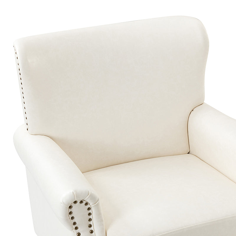 Luna Faux Leather Armchair - Modern PU Leather Accent Chair for Living Room, Bedroom & Office - Comfortable Mid-Century Style Lounge Chair with Sturdy Metal Legs