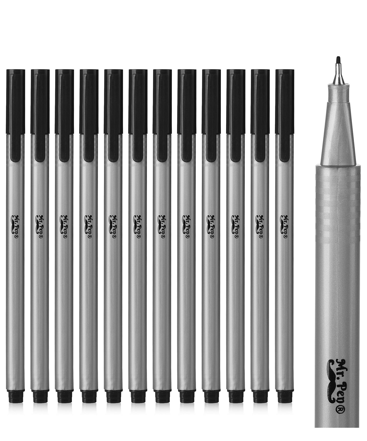 Mr. Pen - 12 Pack Black Fineliner Pens, Fine Point Artist Markers for Drawing, Bible Journaling & Calligraphy | Premium Fine Tip Pens for School, Office & Art Supplies | Smooth Writing, No Bleed, Acid-Free Ink
