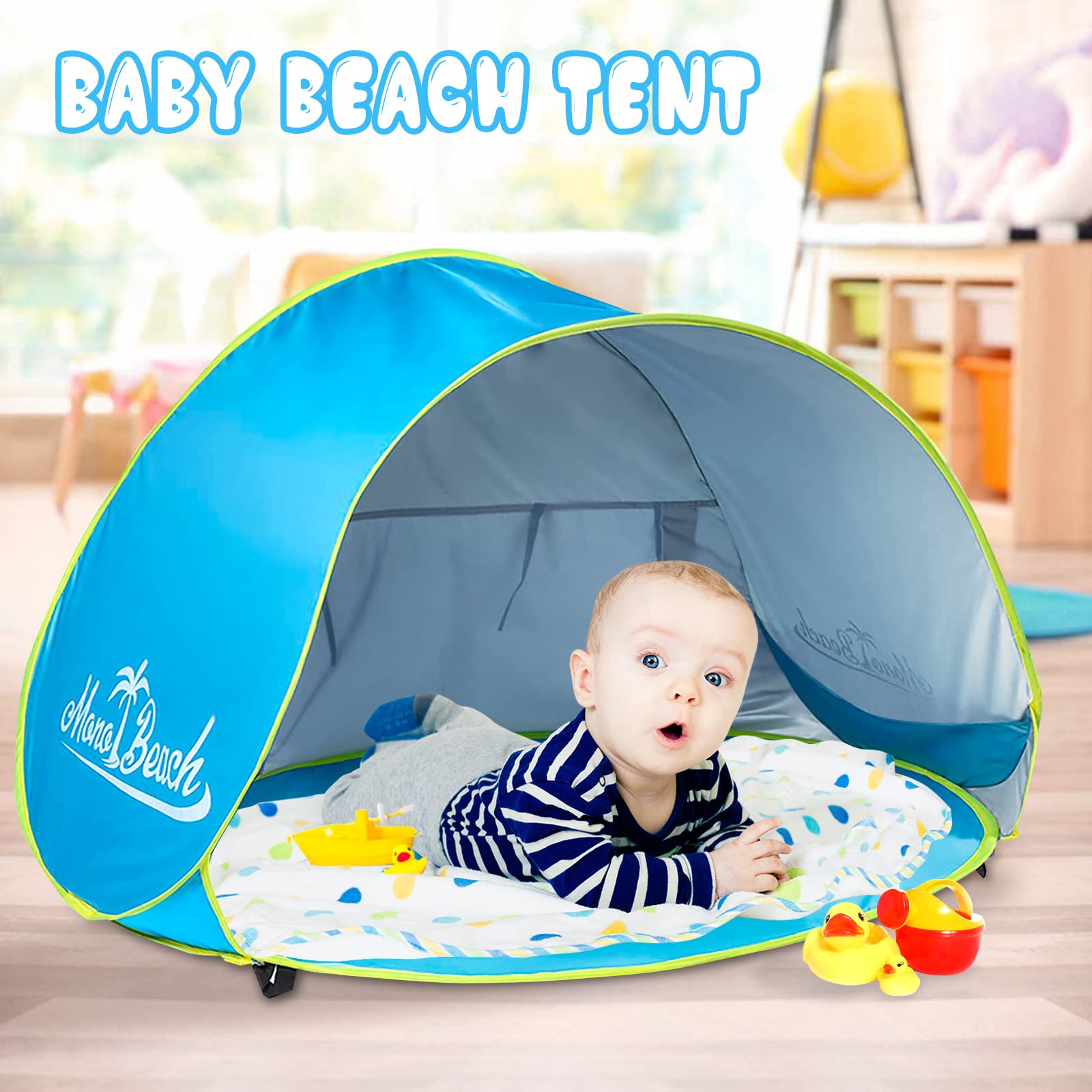 Monobeach Baby Beach Tent - Portable Pop Up UV Protection Sun Shelter for Infants & Toddlers - Perfect for Pool, Beach, and Outdoor Family Trips