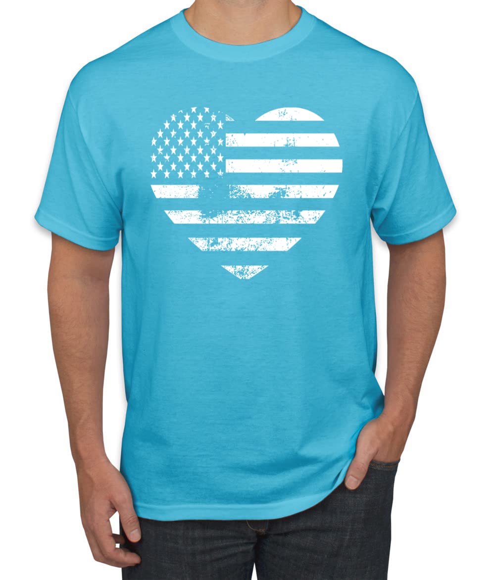 Wild Bobby USA Flag Heart Patriotic Graphic T-Shirt for Men - American Pride Casual Wear for 4th of July, Veterans Day & Everyday Outfits