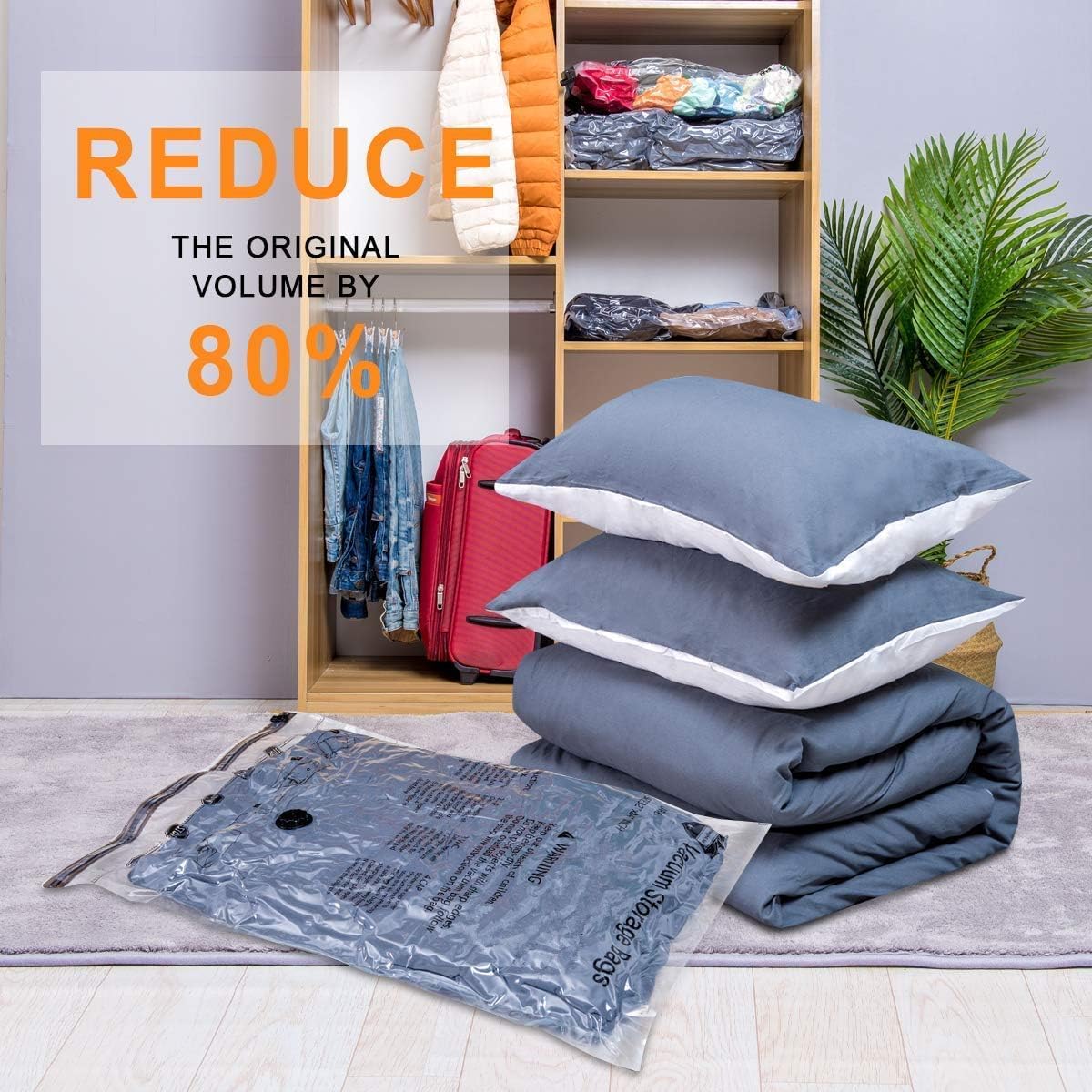10 Pack Vacuum Storage Bags - Space Saving Compression Sealer Bags for Blankets, Comforters, Pillows & Clothes | Perfect for Travel, Seasonal Storage & Organizing Small Spaces