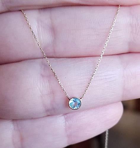 14K Gold Solitaire Aquamarine Necklace - 0.30ct March Birthstone Bezel Pendant for Women | Elegant Jewelry Gift for Birthday, Anniversary & Special Occasions