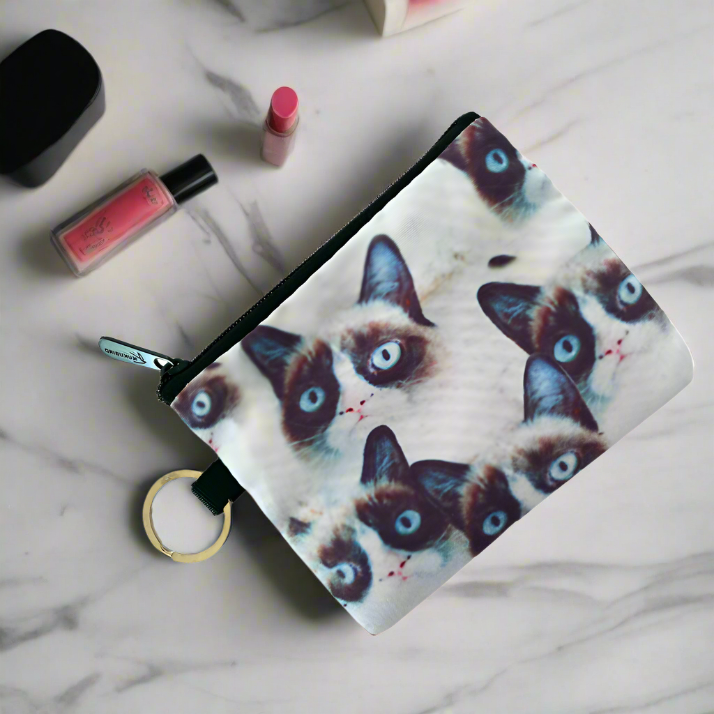 Grumpy Cat Small Coin Purse - Cute Zipper Wallet for Women & Girls - Perfect for Shopping, Travel & Everyday Use