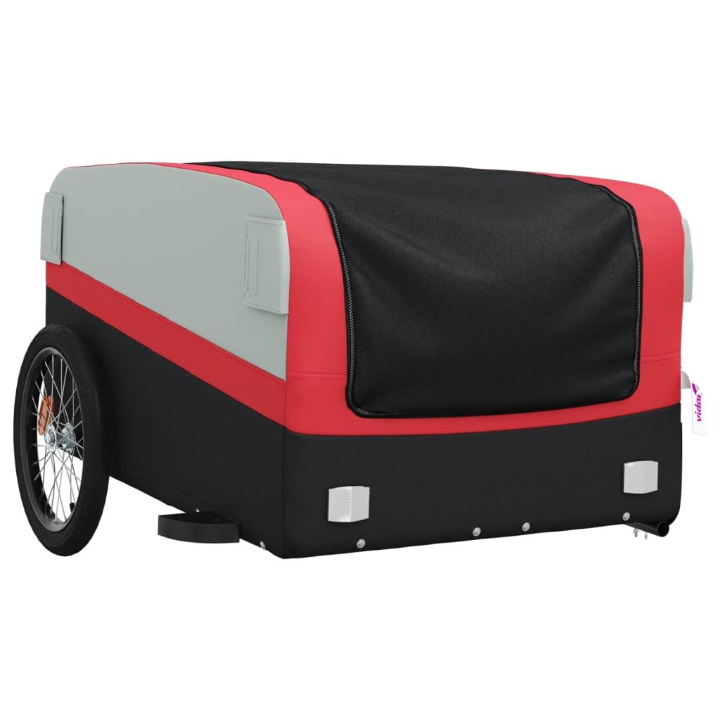 SKM Heavy-Duty Bike Trailer - 45kg Capacity, 14kg Weight - Black & Red Steel Cargo Carrier for Cycling & Outdoor Adventures (Model 4048) | Perfect for Groceries, Camping Gear & Kids Transport