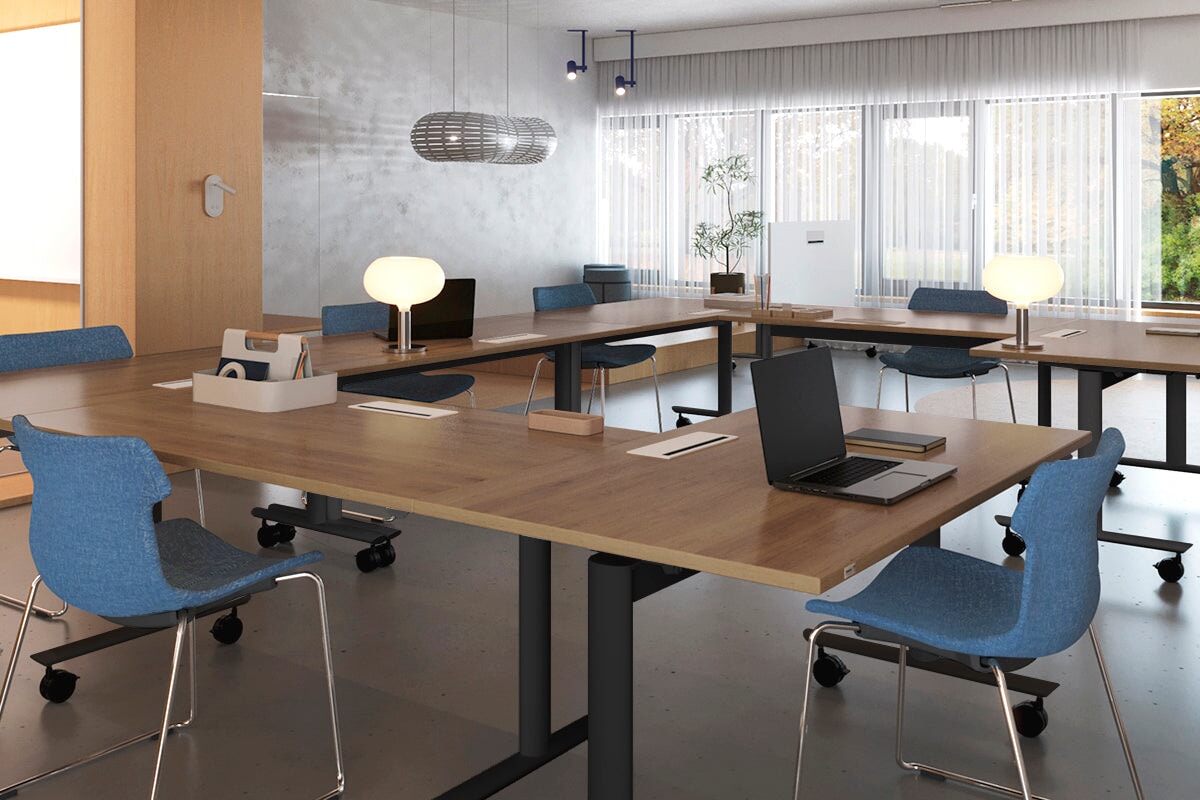 Solana Multi 6-Person Flip Top Folding Table - 4200L x 1400W - Space-Saving Dining & Conference Table for Home, Office & Events
