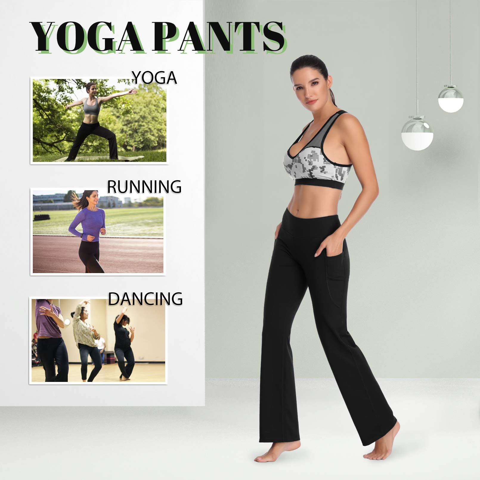 DAYOUNG Women's Bootcut Yoga Pants - High Waist Tummy Control Workout Leggings with 4-Way Stretch - Perfect for Yoga, Gym & Casual Wear