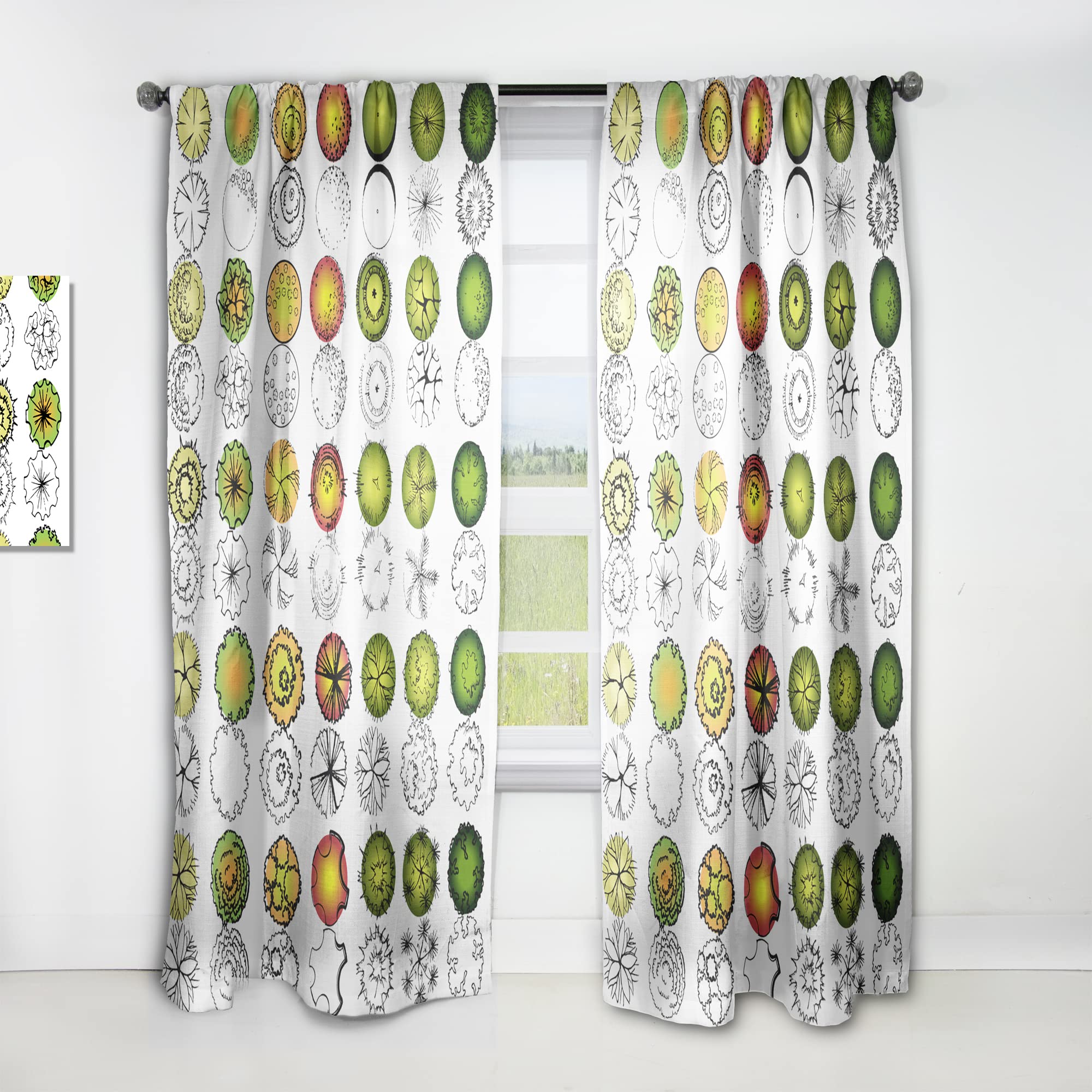 Retro Tree Top Design Thermal Insulated Curtains - 52x90 Inches Single Panel for Bedroom & Living Room - Perfect for Home Decor & Energy Efficiency