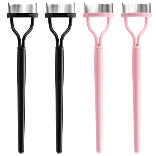 4 Pcs Metal Teeth Eyelash Separator & Mascara Comb - Professional Lash Definer Tool for Perfect Eyelash Separation & Makeup Application - Ideal for Salon, Home Use & Professional Makeup Artists