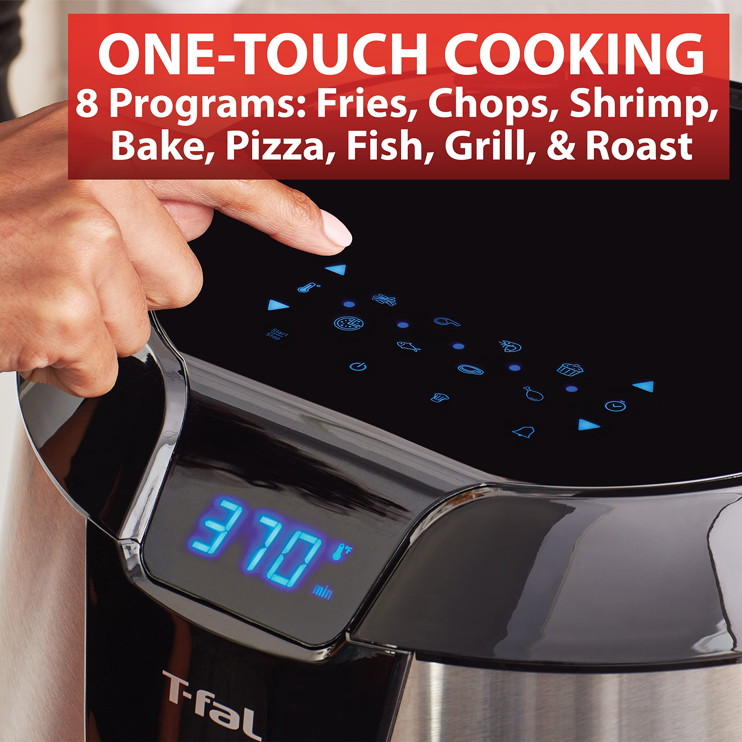 T-fal Easy Fry XXL 5.9 Quart Air Fryer & Grill Combo - One-Touch Digital Screen, 8 Preset Programs, Black Stainless Steel - Perfect for Healthy Cooking, Family Meals & Quick Weeknight Dinners