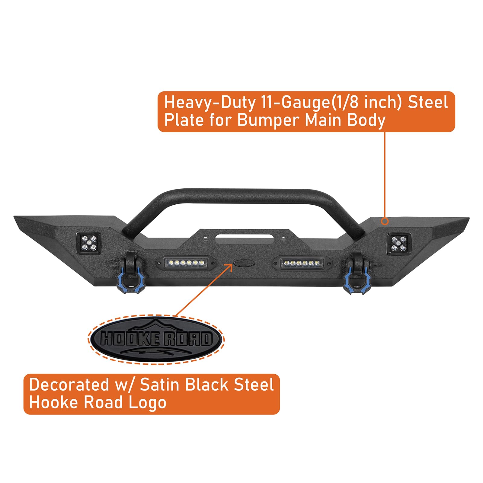 Hooke Road Jeep Wrangler JK Rear Bumper with Tire Carrier & Front Bumper Combo Kit for 2007-2018 Jeep Wrangler JK & Unlimited 2/4 Door Models - Off-Road Protection & Adventure Ready