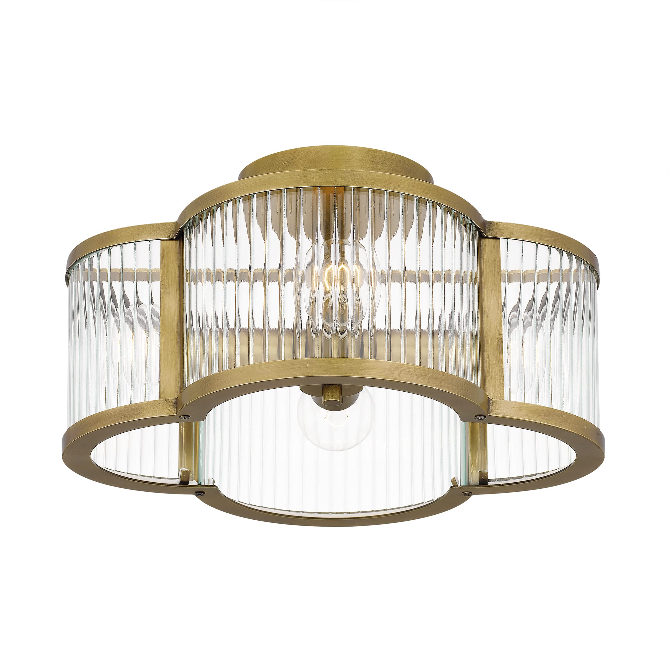 Quoizel Aster 4-Light Weathered Brass Semi Flush Mount Ceiling Light Fixture - Modern Adjustable Chandelier with Resin Construction for Sloped Ceilings - Perfect for Living Room, Bedroom, Dining Room & Hallway Lighting