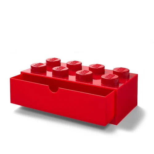 LEGO 8-Stud Desk Drawer Organizer - Red Building Blocks for Office & School Supplies Storage - Perfect for Desk Organization and Kids' Playroom