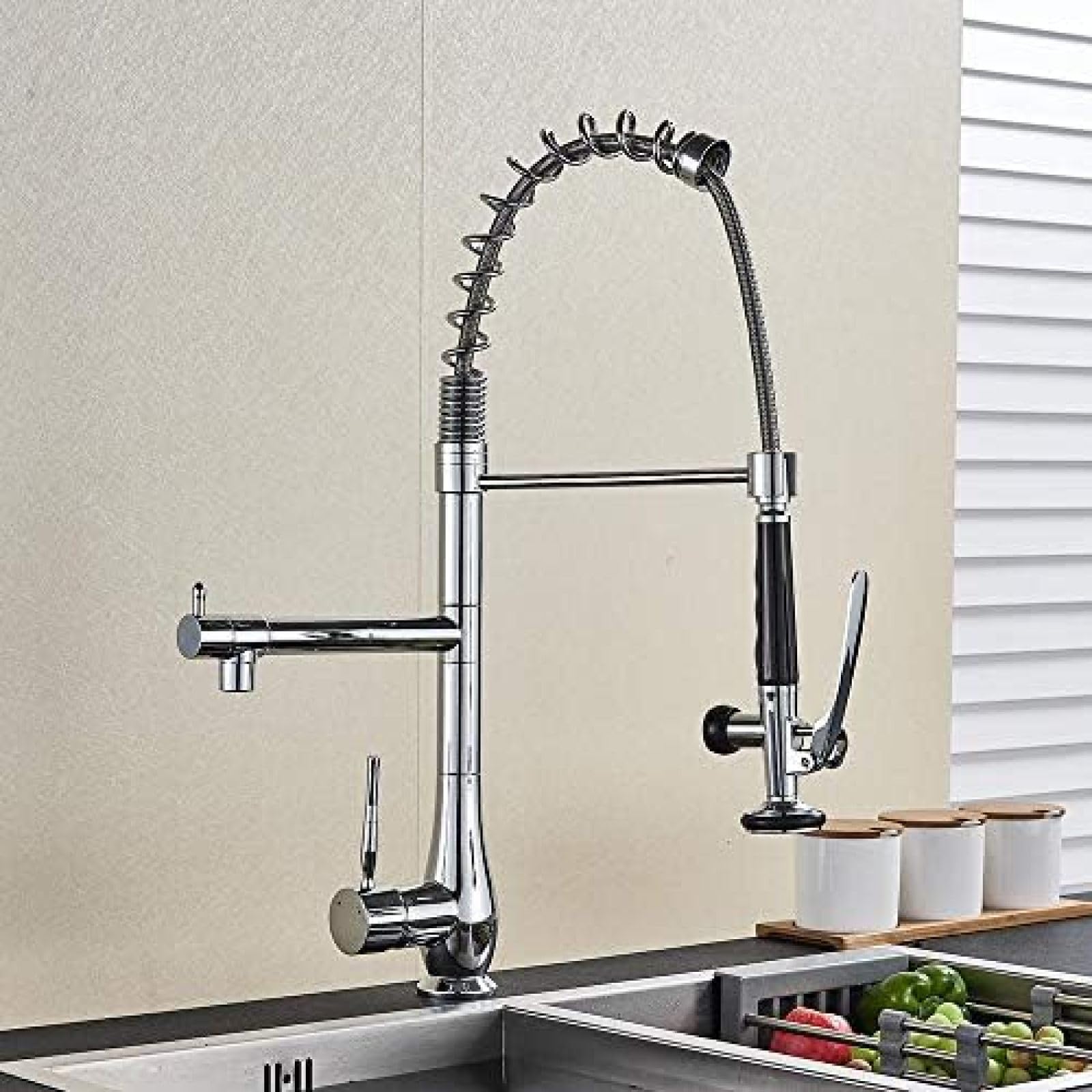CRJUS Single Hole Bathroom Faucet - European Style Chrome Finish Single Handle Mixer Tap for Hot & Cold Water - Perfect for Modern Vanities, Powder Rooms and Guest Bathrooms