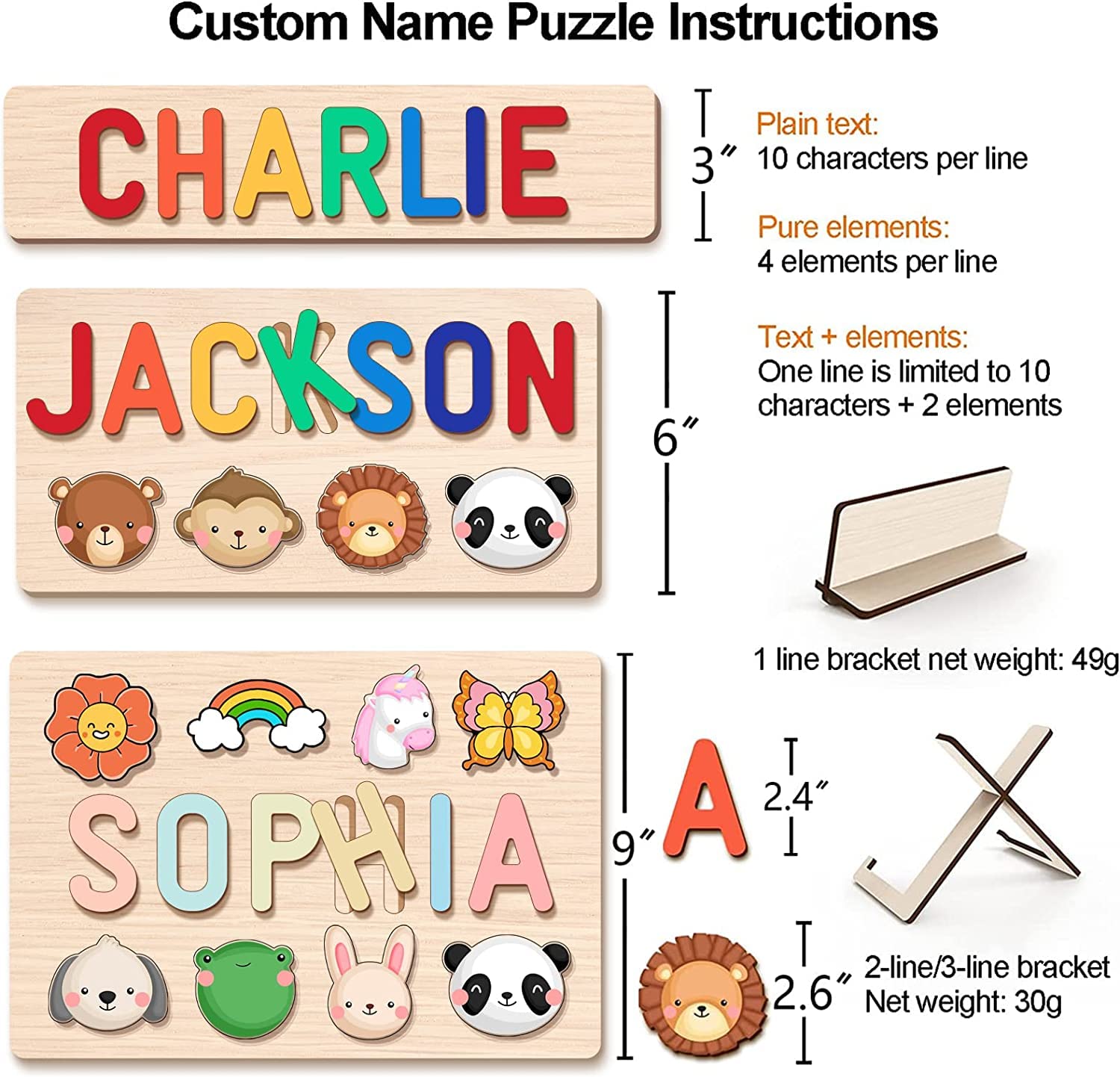 Personalized Wooden Name Puzzle for Kids - Custom 1st Birthday Gift for Boys & Girls, Easter Basket Stuffer, Christmas Baby Gift - Toddler Learning Toy for Ages 1-3 - Perfect for Nursery Decor, Early Education & Holiday Gifting