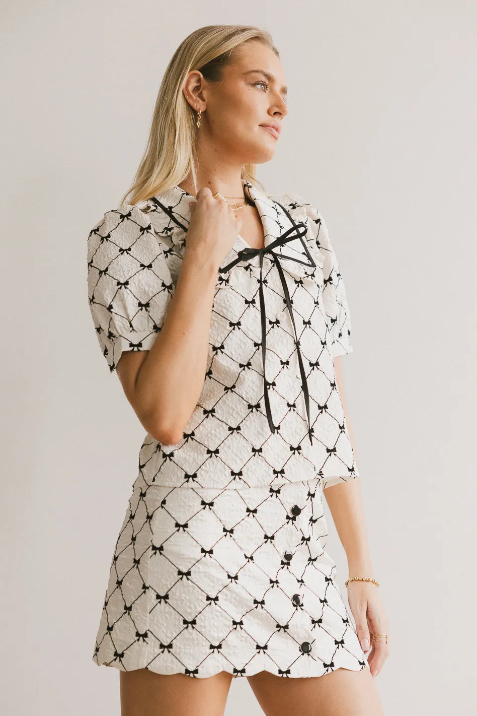 Maia Bow Collared Top - Elegant Women's Blouse for Work & Special Occasions | Final Sale